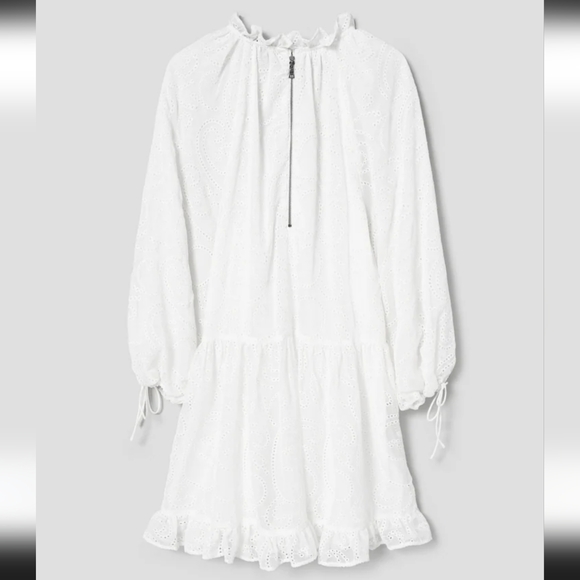 ALICE+OLIVIA Sherrie Gathered 3/4 Sleeves Mini Dress. Off White. Size L - Picture 5 of 16